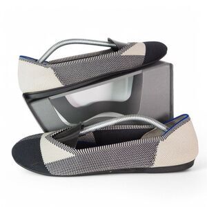 Rothy's The Flat Round Toe Ballet Flats "Captoe Black" Women's 8